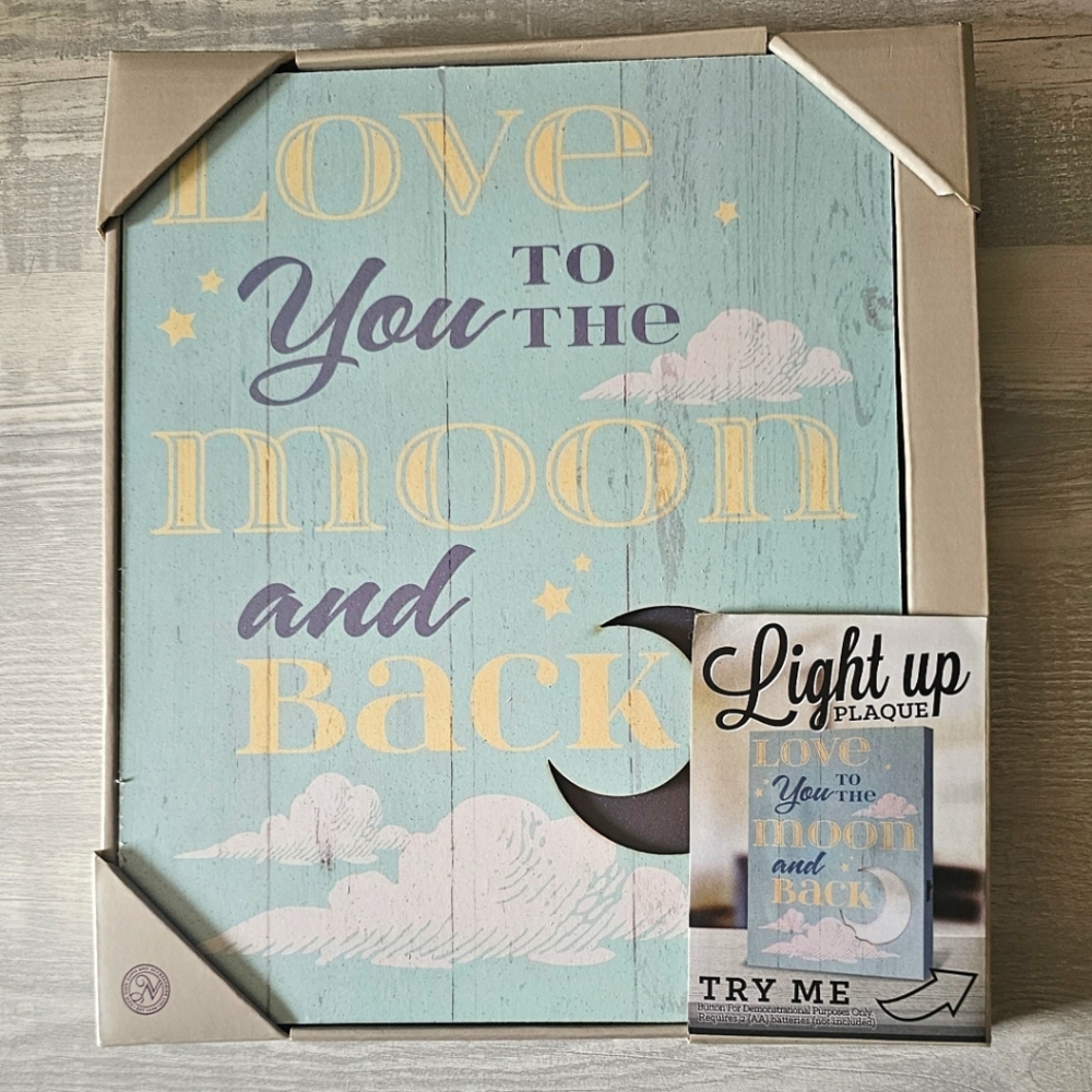 Rustic "Love You To The Moon & Back" Light Up Plaque
